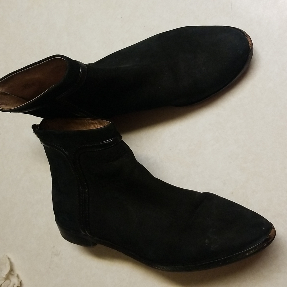 Louise Et Cie Zakiria Black Suede Ankle Boots Booties Boho Leather Lined Size 8